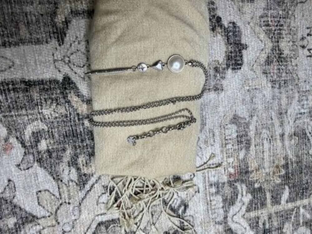Lucky Brand Vintage Multi Charm Necklace Dagger Spike Pearl Star Silver Tone